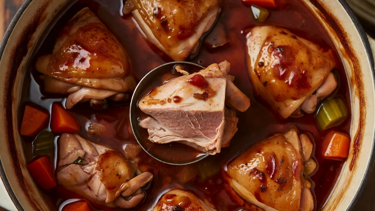 Tender braised chicken thighs in rich sauce