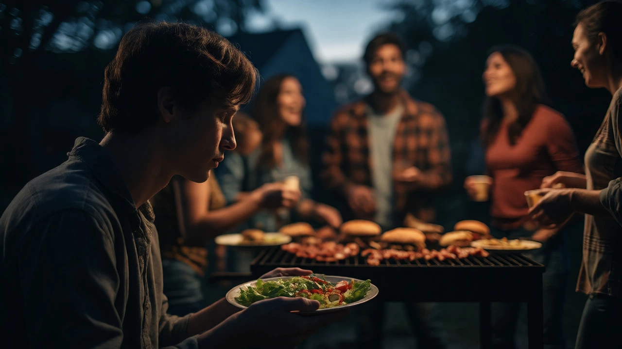 Vegetarian feeling isolated at a social barbecue gathering